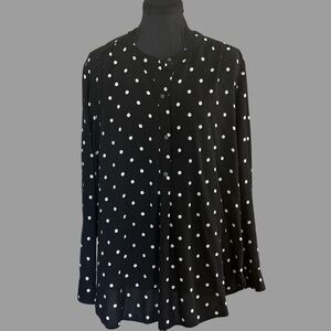 Old Navy Black and White Polka Dot Blouse Tunic Women’s Size XL